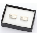 2 Tone Silver Metal Rectangle Cufflinks